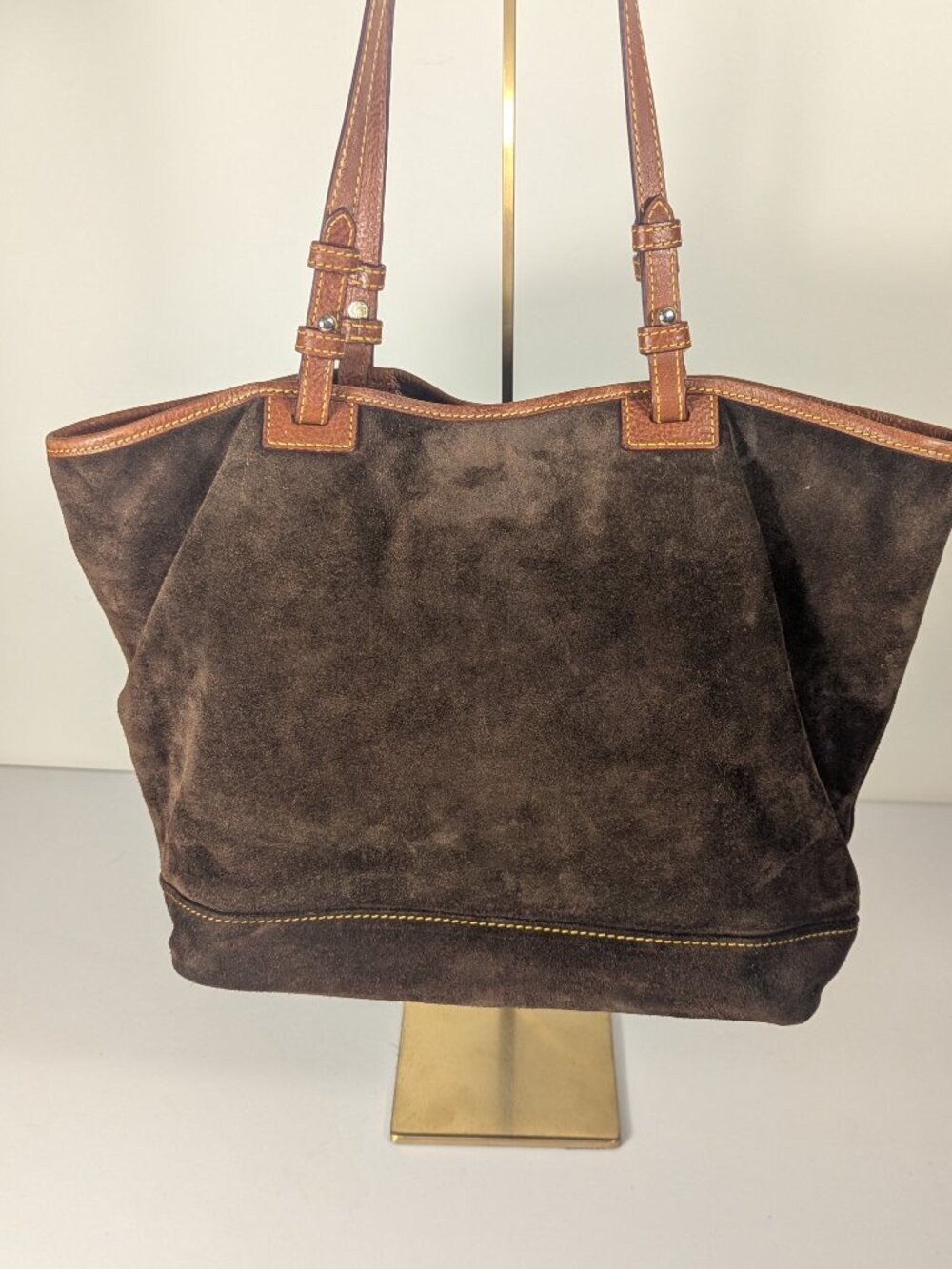 Dooney & Bourke Brown Suede Tote Bag - Picture 3 of 14